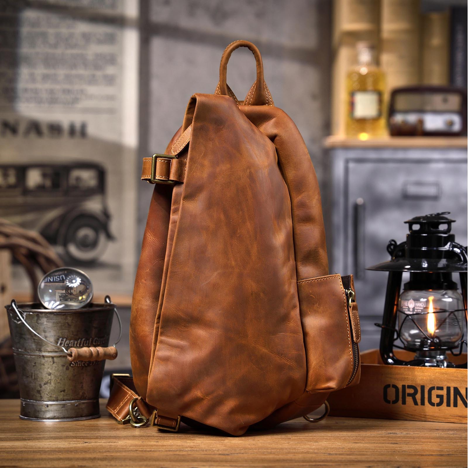 Travel Organizer Men - Vintage organizatör tasarımcısı çılgın at derisi