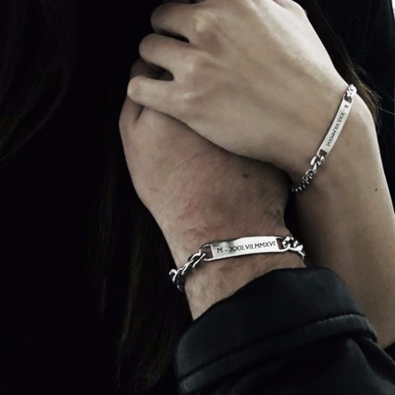 Men Accessories All - Plaka kimliği etiketi Bar bilezik küba